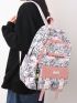 Cartoon Graphic Classic Backpack Zipper Oversized