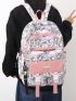 Cartoon Graphic Classic Backpack Zipper Oversized