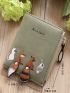 Cartoon Animal Embroidered Small Wallet With Zipper Cute
