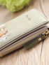 Cartoon Animal Embroidered Small Wallet With Zipper Cute