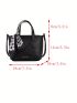 Litchi Embossed Twilly Scarf Decor Bucket Bag Fashion Letter Detail