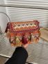 Vintage Tassel Decor Flap Square Bag Embroidered Chain Vacation