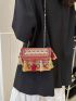 Vintage Tassel Decor Flap Square Bag Embroidered Chain Vacation
