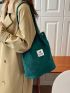 Letter Patch Double Handle Shopper Bag Green