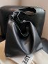 Minimalist Hobo Bag Black Oversized Pu Elegant