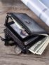 Men Short Pu Wallet Zipper Multi-Purse Wallet Large-Capacity Multi-Card Holder Money Clip