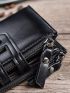 Men Short Pu Wallet Zipper Multi-Purse Wallet Large-Capacity Multi-Card Holder Money Clip