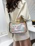 Medium Square Bag Contrast Binding Holographic Funky Style, Clear Bag
