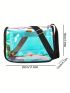 Medium Square Bag Contrast Binding Holographic Funky Style, Clear Bag