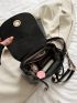 Mini Flap Backpack Letter Detail Twist Lock
