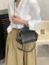 Medium Shoulder Bag Studded & Fringe Decor Kiss Lock, Mothers Day Gift For Mom