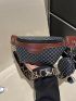 Women's Geometric Print PU Sling Bag, Trendy & Stylish Crossbody Purse for Travel