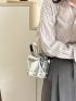 Mini Satchel Bag Crocodile Embossed Top Handle Funky