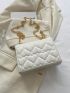 Quilted Square Bag Mini Flap Brown