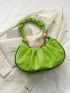 Minimalist Ruched Bag Medium Chain Decor Green