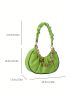 Minimalist Ruched Bag Medium Chain Decor Green