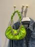Minimalist Ruched Bag Medium Chain Decor Green