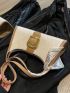 Embossed Detail Baguette Bag Twilly Scarf & Buckle Decor