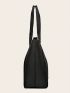 Large Shopper Bag Metal Decor Black