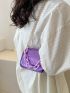 Mini Flap Square Bag Crocodile Embossed Metallic Chain Decor