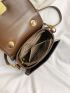 Mini Flap Saddle Bag Letter Graphic Turn Lock