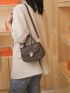 Mini Flap Saddle Bag Letter Graphic Turn Lock