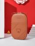 Letter Graphic Phone Wallet Zipper Embroidered Detail