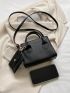 Crocodile Embossed Square Bag With Coin Purse
