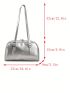 Buckle Decor Dome Bag Double Handle Fashion Silver