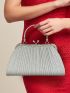 Medium Square Bag Glitter Design Kiss Lock For Prom