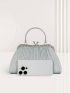 Medium Square Bag Glitter Design Kiss Lock For Prom