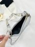 Mini Hobo Bag Solid Color Chevron Stitch