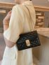 Mini Square Bag Quilted Twist Lock Chain Strap