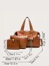3pcs Bag Set Tote Bag Square Bag Purse Solid Color, Best Work Bag For Women