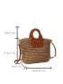 Medium Straw Bag Double Handle Two Tone