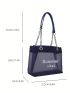 Small Square Bag Letter Print Double Handle, Clear Bag