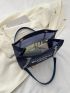 Small Square Bag Letter Print Double Handle, Clear Bag
