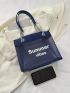 Small Square Bag Letter Print Double Handle, Clear Bag