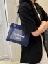 Small Square Bag Letter Print Double Handle, Clear Bag