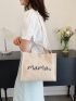 Small Shopper Bag Letter & Heart Graphic, Mothers Day Gift For Mom