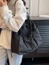 Oversized Hobo Bag Multi-Pocket Drawstring Design