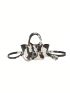 Mini Square Bag Cow Pattern Letter Graphic Chain & Ring Decor