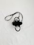 Mini Square Bag Cow Pattern Letter Graphic Chain & Ring Decor