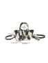 Mini Square Bag Cow Pattern Letter Graphic Chain & Ring Decor