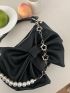Small Hobo Bag Bow & Pearl Decor
