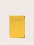 Litchi Embossed Passport Case Letter Graphic Metal Decor