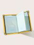 Litchi Embossed Passport Case Letter Graphic Metal Decor