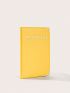 Litchi Embossed Passport Case Letter Graphic Metal Decor