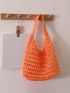 Hollow Out Design Straw Bag Vacation Orange