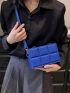 Mini Geometric Embossed Square Bag Blue With Adjustable Strap